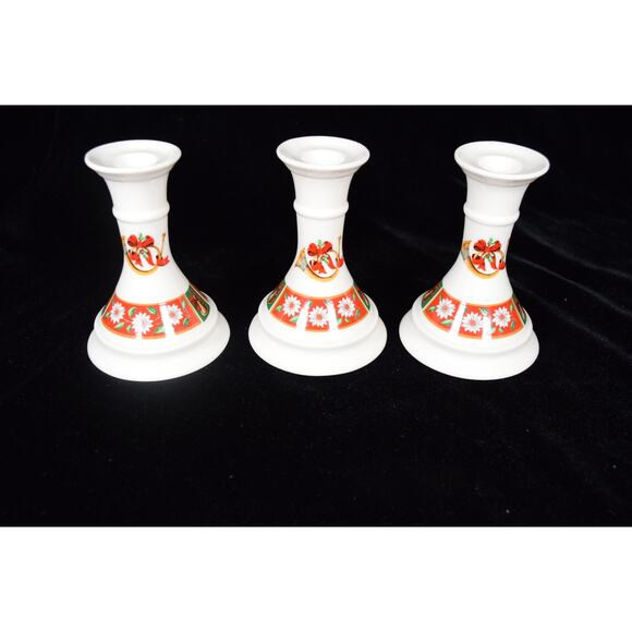 Set of 3 Candlesticks CHARLTON HALL KOBE CLASSIC TRADITIONS JAPAN Christmas Set - Picture 1 of 5